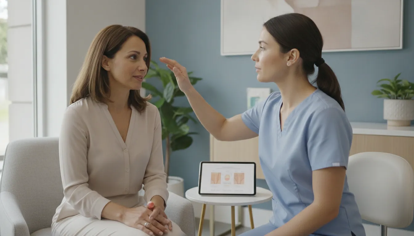 Client discussing Botox for forehead lines with a provider