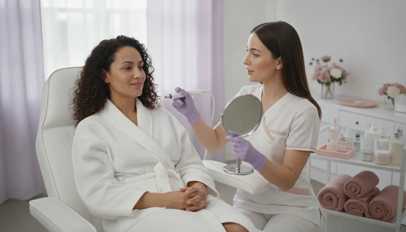 Professional Dermapen microneedling consultation for acne scars
